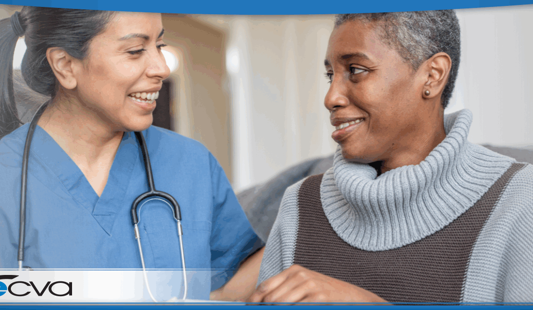 Eye doctor talking to patient